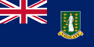 The British Virgin Islands flag is a Blue Ensign with a defaced coat of arms depicting Saint Ursula holding a golden lamp, surrounded by eleven lamps above a scroll reading 'Vigilate'—an emblem of the islands' namesake and heritage.