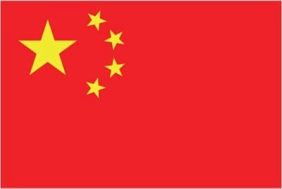 The Chinese flag features five yellow stars in the left-hand corner — one large star surrounded by four smaller stars — on a red background. Known as the Five-star Red Flag, it represents the unity of the Chinese people under the leadership of the Communist Party of China.