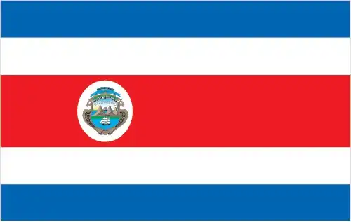 The flag of Costa Rica features five horizontal bands of blue and white, with a red equilateral triangle on the hoist side containing a white five-pointed star. The blue bands represent the three departments into which Cuba was divided during the independence struggle, the white bands symbolize the purity of the independence cause, the red triangle represents the blood shed for independence, and the white star represents independence and freedom.