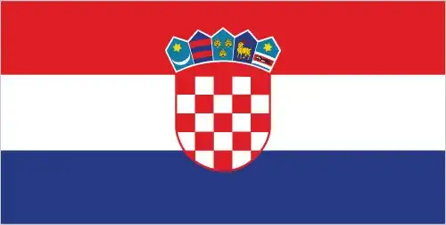 The flag of Croatia features three horizontal bands of red, white, and blue, with the Croatian coat of arms in the center. The red, white, and blue are the Pan-Slavic colors, representing the country's Slavic heritage. The coat of arms features a red and white checkerboard pattern (šahovnica) representing the historical Croatian kingdom, topped with five smaller shields representing the five historical regions of Croatia.