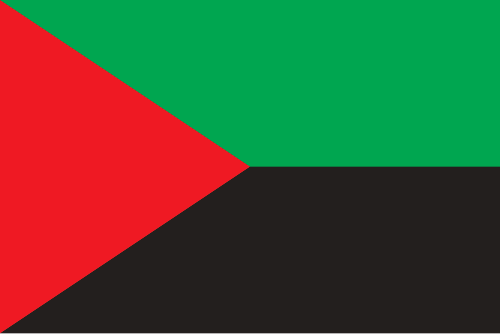 Martinique lacks an official regional flag; administratively it uses the French tricolour. In February 2023, a new flag—the red‑green‑black ‘Rouge‑Vert‑Noir’ triangle‑bicolor—was adopted by the local assembly for cultural and sporting contexts, symbolizing Pan-African heritage and local identity.