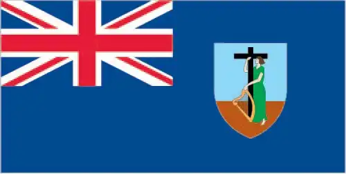 Montserrat’s flag features the British Blue Ensign defaced with the territory’s coat of arms, reflecting its status as a British Overseas Territory and its cultural heritage as shaped by Irish immigration and volcanic resilience.