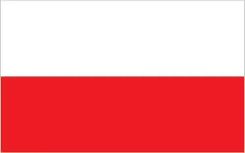 Poland’s flag is a simple horizontal bicolor of white over red, reflecting the national colors derived from its heraldic traditions. A variant version includes the national coat of arms for use abroad or by official institutions.