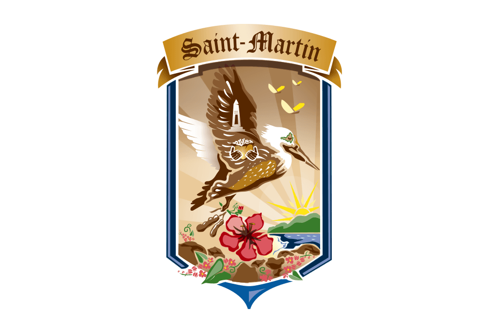 As a French overseas collectivity, Saint Martin officially uses the French tricolor. Additionally, local pride is symbolized by unofficial banners, such as the Unity flag and a commemorative local logo featuring a flying bird over a heart.