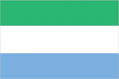 Sierra Leone’s flag is a horizontal tricolor of green, white, and blue—representing the country’s land, peace, and maritime heritage, in offset proportions that echo its unity and hope.