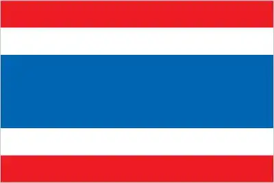 Thailand’s flag, known as the Tricolor or ‘Thong Trairong’, features five horizontal stripes—red, white, blue (double width), white, red—representing the nation, Buddhism, and the monarchy.